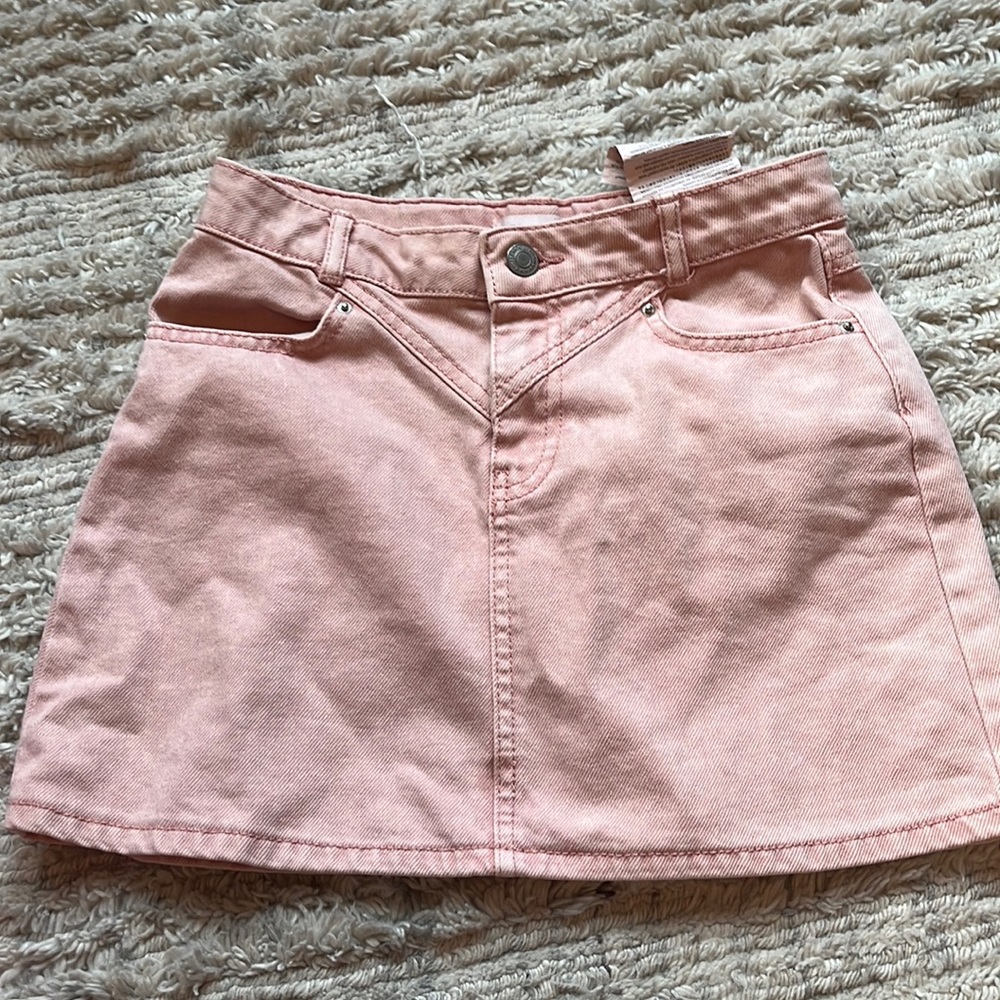 light pink denim jean skirt